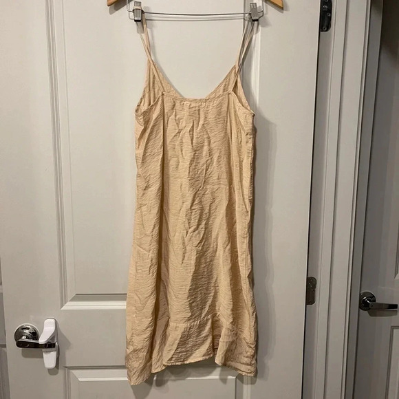 Lacausa Revolve Light nude Asymmetrical Ruffle Slip Midi Dress Small - Picture 4 of 4